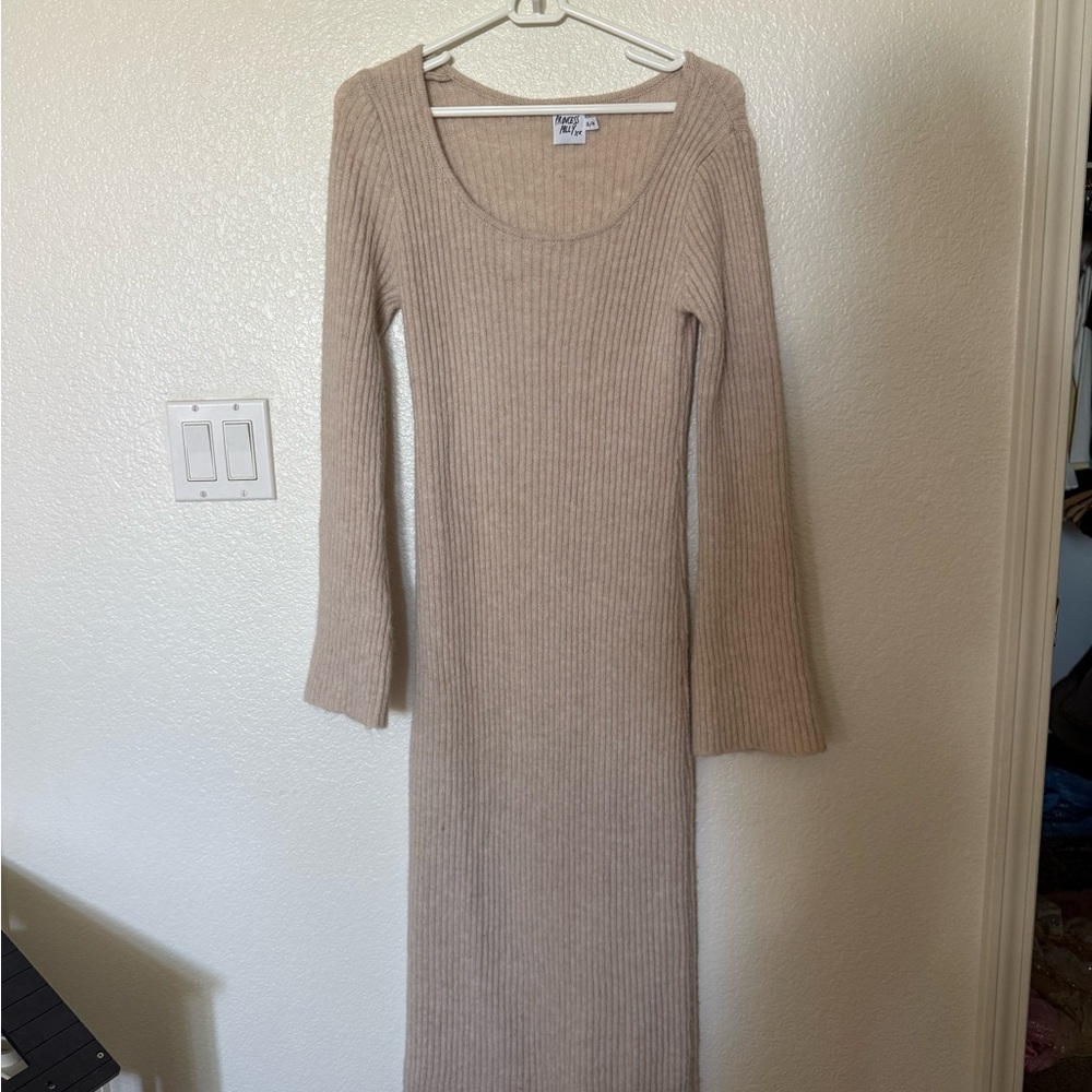 Princess Polly Beige Long Sleeve Knit Dress